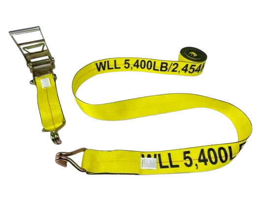 4" x 30' Heavy-Duty Ratchet Strap with Wire Hooks - 5400 lbs Load Capacity - A-4X30RWHK-I CasterHQ
