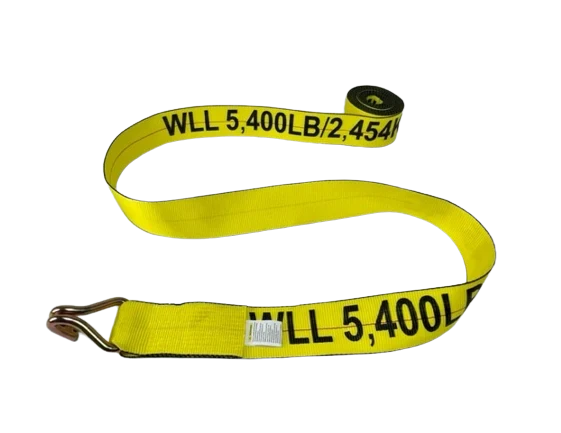 4" x 30' Heavy-Duty Ratchet Strap with Wire Hooks - 5400 lbs Load Capacity - A-4X30RWHK-I CasterHQ