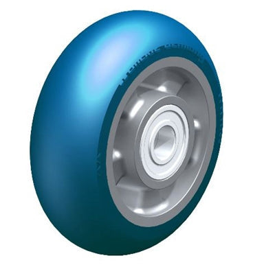 6" x 2-1/8" Heavy duty wheel with Blickle Besthane Soft polyurethane tread, with aluminum wheel center, extra crowned Blickle