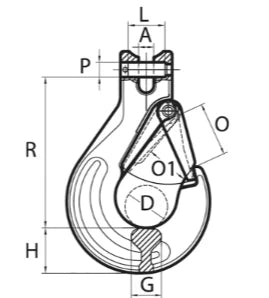 Peerless Clevis Sling Hook AS-8418600 - 1/2" G100 with Safety Latch, 15,000 lbs Load Capacity SAFE 'N SECURE LLC