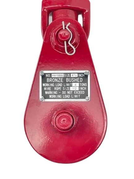 4 Ton Snatch Block with Shackle - 4.5" Sheave for 3/8" to 1/2" Rope CasterHQ
