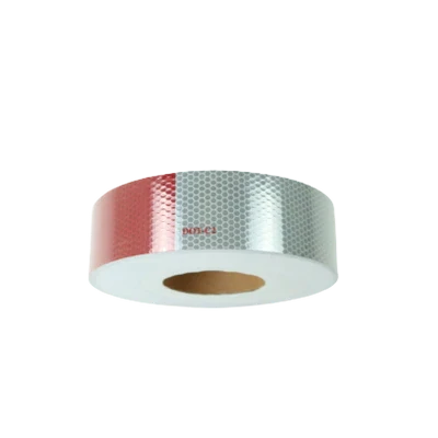 AS-DOT66 2" x 150' Conspicuity DOT Tape - 6" Red/6" White, High-Intensity Reflective, DOT-C2 Compliant, Pressure-Sensitive Adhesive for Vehicle Safety and Visibility CasterHQ