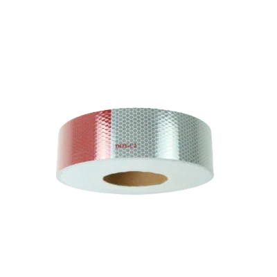 AS-DOT66 2" x 150' Conspicuity DOT Tape - 6" Red/6" White, High-Intensity Reflective, DOT-C2 Compliant, Pressure-Sensitive Adhesive for Vehicle Safety and Visibility CasterHQ