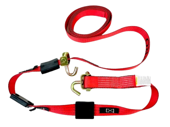 2" x 14' Red TECNIC PRO Webbing Wheel Strap with Swivel J Hooks and Rubber Cleats CasterHQ