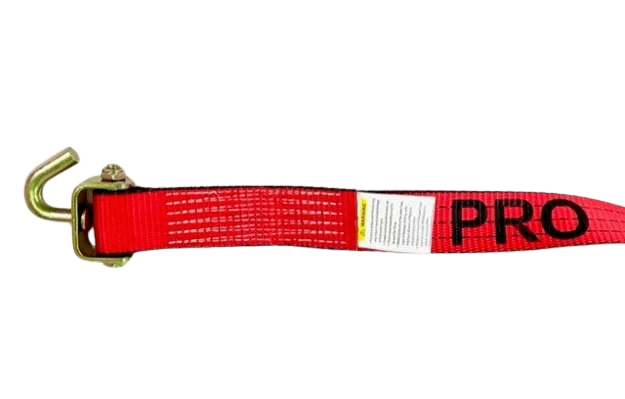 2" x 14' Red TECNIC PRO Webbing Wheel Strap with Swivel J Hooks and Rubber Cleats CasterHQ