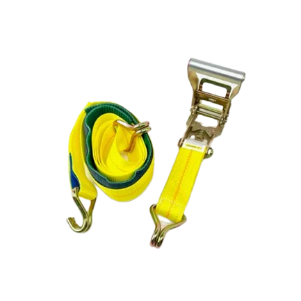 AS-KKDJ10RLP - 2" x 11' Ratchet Tie Down Strap with Wire Hooks & Low Profile Sleeve - 3,333 lbs Load Capacity - Durable Cargo Securing Assembly SAFE 'N SECURE LLC