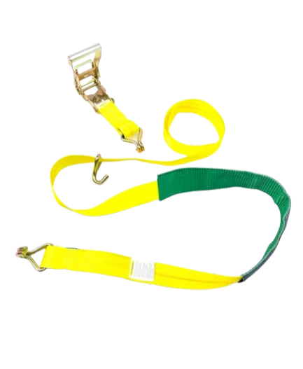 AS-KKDJ10RLP - 2" x 11' Ratchet Tie Down Strap with Wire Hooks & Low Profile Sleeve - 3,333 lbs Load Capacity - Durable Cargo Securing Assembly SAFE 'N SECURE LLC