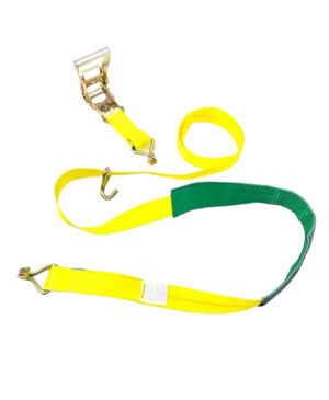 AS-KKDJ10RLP - 2" x 11' Ratchet Tie Down Strap with Wire Hooks & Low Profile Sleeve - 3,333 lbs Load Capacity - Durable Cargo Securing Assembly SAFE 'N SECURE LLC