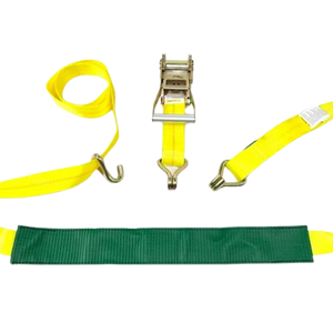 AS-KKDJ10RLP - 2" x 11' Ratchet Tie Down Strap with Wire Hooks & Low Profile Sleeve - 3,333 lbs Load Capacity - Durable Cargo Securing Assembly SAFE 'N SECURE LLC