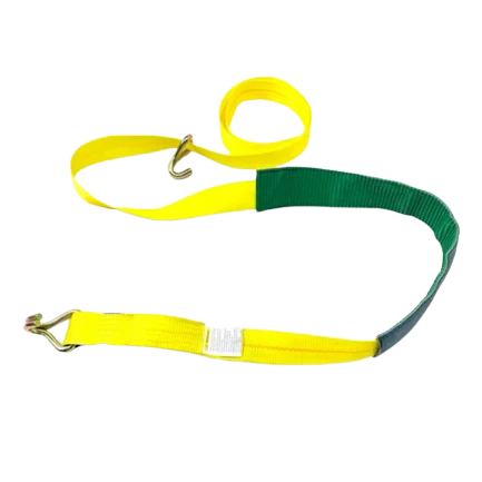 AS-KKDJ10RLP - 2" x 11' Ratchet Tie Down Strap with Wire Hooks & Low Profile Sleeve - 3,333 lbs Load Capacity - Durable Cargo Securing Assembly SAFE 'N SECURE LLC