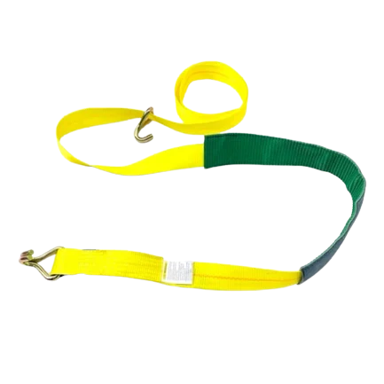 AS-KKDJ10RLP - 2" x 11' Ratchet Tie Down Strap with Wire Hooks & Low Profile Sleeve - 3,333 lbs Load Capacity - Durable Cargo Securing Assembly SAFE 'N SECURE LLC