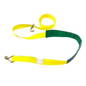 AS-KKDJ10RLP - 2" x 11' Ratchet Tie Down Strap with Wire Hooks & Low Profile Sleeve - 3,333 lbs Load Capacity - Durable Cargo Securing Assembly SAFE 'N SECURE LLC