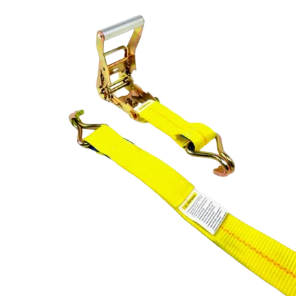 AS-KKDJ10RLP - 2" x 11' Ratchet Tie Down Strap with Wire Hooks & Low Profile Sleeve - 3,333 lbs Load Capacity - Durable Cargo Securing Assembly SAFE 'N SECURE LLC