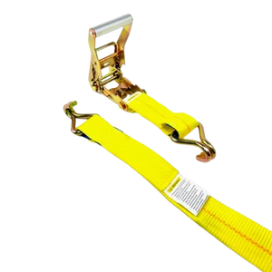 AS-KKDJ10RLP - 2" x 11' Ratchet Tie Down Strap with Wire Hooks & Low Profile Sleeve - 3,333 lbs Load Capacity - Durable Cargo Securing Assembly SAFE 'N SECURE LLC