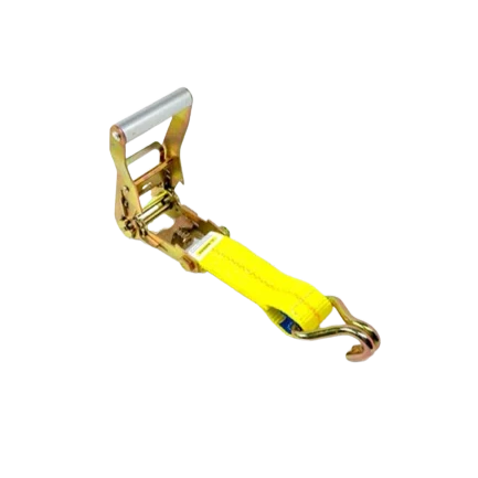 AS-KKDJ10RLP - 2" x 11' Ratchet Tie Down Strap with Wire Hooks & Low Profile Sleeve - 3,333 lbs Load Capacity - Durable Cargo Securing Assembly SAFE 'N SECURE LLC