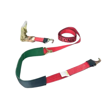 AS-KKDJ10RLPT - Heavy Duty 2" x 11' Ratchet Tie Down with Wire Hooks & Low Profile Sleeve, 3333 lbs Load Capacity - Professional Grade Cargo Straps -  | CasterHQ