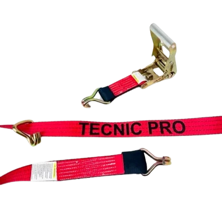 AS-KKDJ10RLPT - Heavy Duty 2" x 11' Ratchet Tie Down with Wire Hooks & Low Profile Sleeve, 3333 lbs Load Capacity - Professional Grade Cargo Straps SAFE 'N SECURE LLC