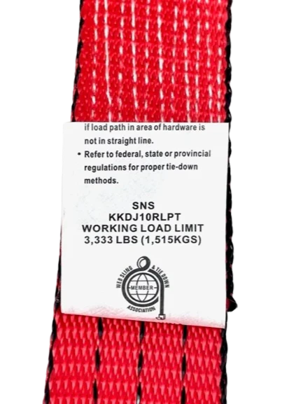 AS-KKDJ10RLPT - Heavy Duty 2" x 11' Ratchet Tie Down with Wire Hooks & Low Profile Sleeve, 3333 lbs Load Capacity - Professional Grade Cargo Straps SAFE 'N SECURE LLC