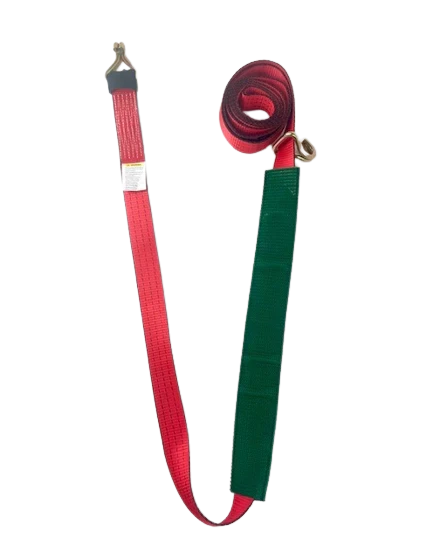 2" x 14' Red TECNIC Replacement Strap with Wire Hooks & Low Profile Sleeve - 3,333 lbs WLL, Part AS-KKDJ14LPT CasterHQ