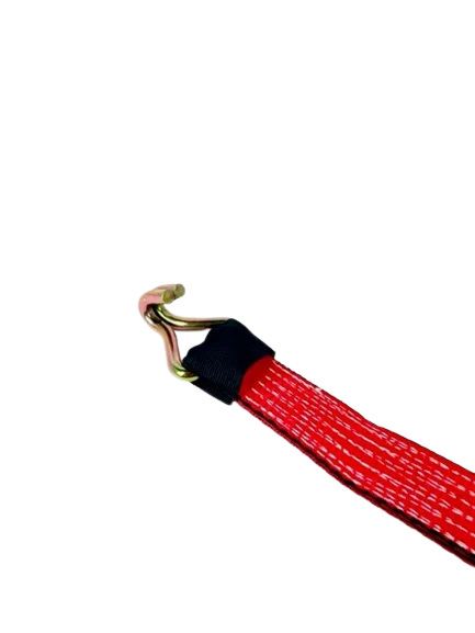 2" x 14' Red TECNIC Replacement Strap with Wire Hooks & Low Profile Sleeve - 3,333 lbs WLL, Part AS-KKDJ14LPT CasterHQ