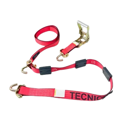 AS-KKSJ10RT Ratchet Tie-Down Assembly - 2" x 11' with Swivel J-Hooks, 3,333 lbs Load Capacity, Rubber Cleats & Stoppers SAFE 'N SECURE LLC
