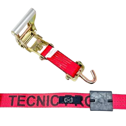 AS-KKSJ10RT Ratchet Tie-Down Assembly - 2" x 11' with Swivel J-Hooks, 3,333 lbs Load Capacity, Rubber Cleats & Stoppers SAFE 'N SECURE LLC