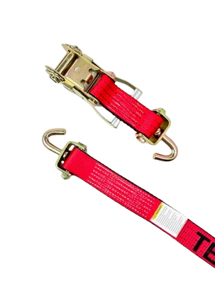 AS-KKSJ10RT Ratchet Tie-Down Assembly - 2" x 11' with Swivel J-Hooks, 3,333 lbs Load Capacity, Rubber Cleats & Stoppers SAFE 'N SECURE LLC