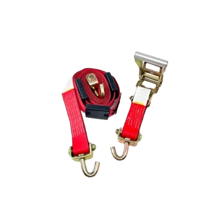 AS-KKSJ10RT Ratchet Tie-Down Assembly - 2" x 11' with Swivel J-Hooks, 3,333 lbs Load Capacity, Rubber Cleats & Stoppers SAFE 'N SECURE LLC