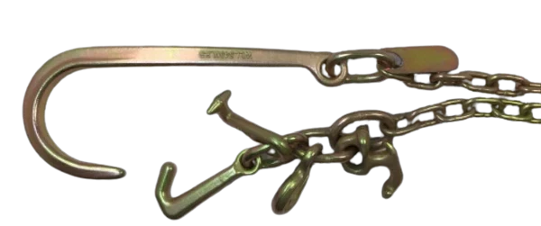 5/16" x 8' G70 Tow Chain with 15" J Hook, RTJ Cluster & Grab Hook - 4,700 lbs WLL CasterHQ