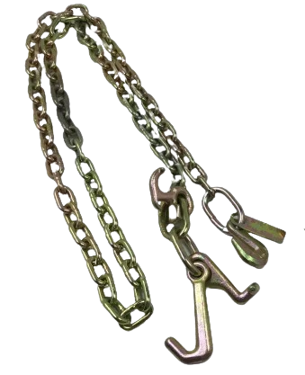 5/16" x 8' G70 Auto Transport Safety Chain with RTJ Cluster Hook and Grab Hook, 4700 lbs WLL CasterHQ