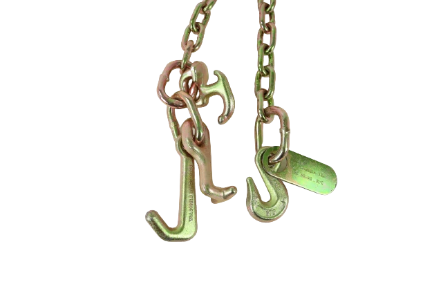 5/16" x 8' G70 Auto Transport Safety Chain with RTJ Cluster Hook and Grab Hook, 4700 lbs WLL CasterHQ