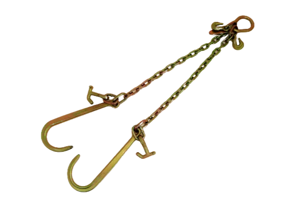 AS-KTC104A - Heavy-Duty 24" V Chain with 15" J Hooks and T-J Hooks - High Load Capacity for Superior Towing and Hauling SAFE 'N SECURE LLC