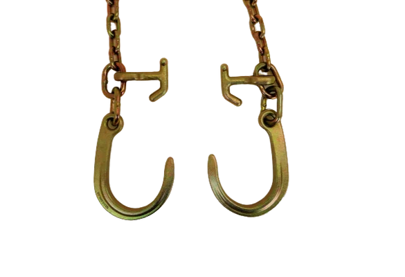 AS-KTC109A - Heavy-Duty 24" V Chain with 8" J Hooks and T-J Hooks - High Load Capacity of 4,700 lbs for Superior Towing and Hauling SAFE 'N SECURE LLC