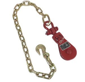 2 Ton Snatch Block with Shackle, Chain, Grab Hook for 5/16" - 3/8" Wire Rope, 3" Sheave, 9 lbs CasterHQ