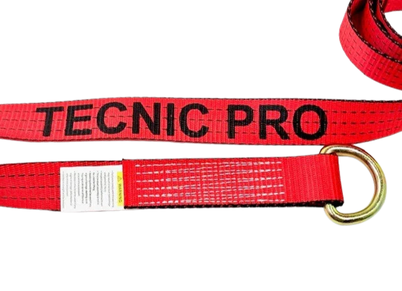 Red TECNIC Webbing Lasso Strap with D Ring - 2" x 100", 3,333 lbs Load Capacity - Durable Cargo Tie Down SAFE 'N SECURE LLC