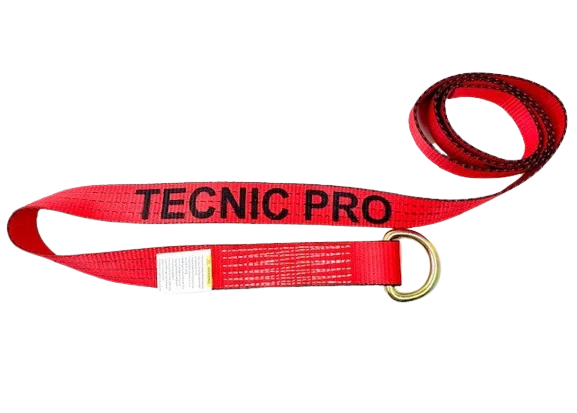 Red TECNIC Webbing Lasso Strap with D Ring - 2" x 100", 3,333 lbs Load Capacity - Durable Cargo Tie Down SAFE 'N SECURE LLC