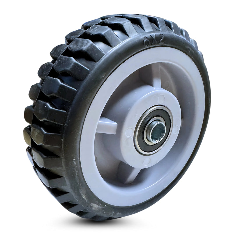 6"x2" ATX Off Road Black Tread Thermo Rubber Wheel - Industrial Polyolefin Hub, 350 lbs Capacity CasterHQ