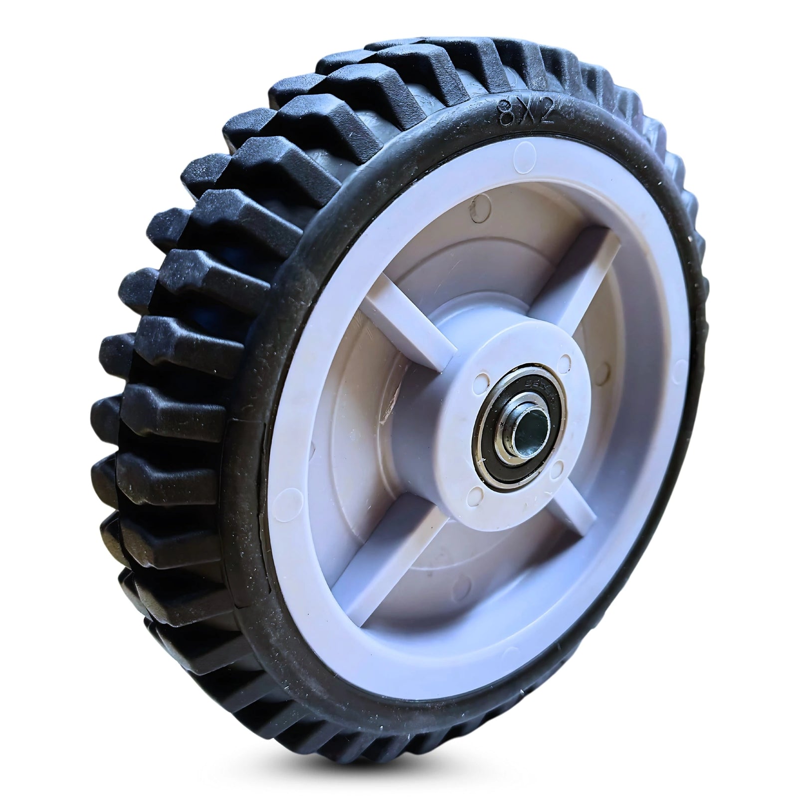 8"x2" ATX Off Road Black Tread Thermo Rubber Wheel - Industrial Polyolefin Hub, 400 lbs Capacity CasterHQ