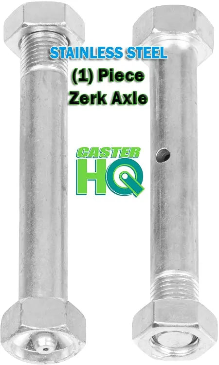 (1) Piece - Stainless Steel - 1/2" x 3-3/8" Zerk Axle & Nut -  | CasterHQ