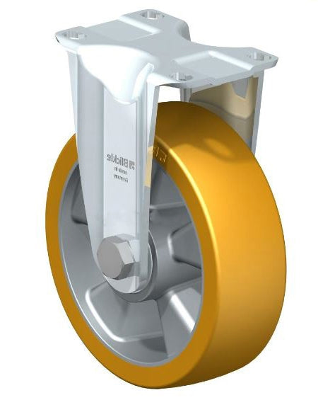 5" Blickle Pressed Steel Rigid Caster with Blickle Extrathane Polyurethane on Aluminum Wheel Blickle