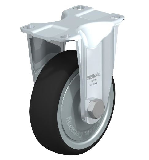 Blickle B-PATH 100K-12-FK | 4 Inch, 330lb Capacity Rigid Caster | Plain Bore | Thermoplastic Polyurethane Wheel Blickle