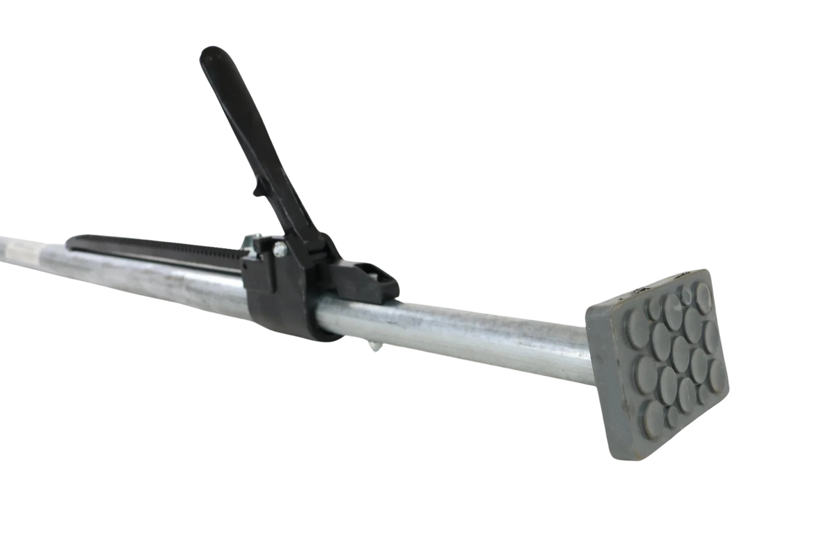 Adjustable Steel Load Lock Bar - 87" to 102" Length, 11 lbs, Rubber Padded Ends for Secure Cargo Restraint CasterHQ