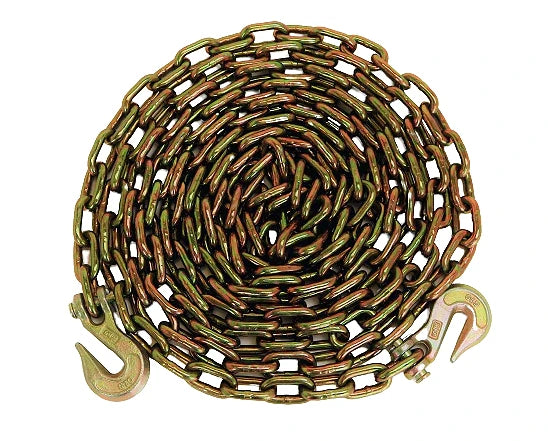 C-516X20T70 - 5/16" x 20' Transport Chain Grade 70 with Clevis Grab Hooks, 4,700 lbs Load Capacity - Durable and Reliable CasterHQ