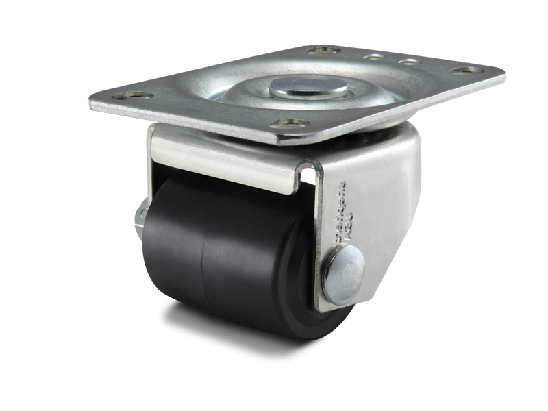 1-7/16" Low Profile Plate Caster - Polyolefin Log Wheel - 150 lbs Capacity Shepherd