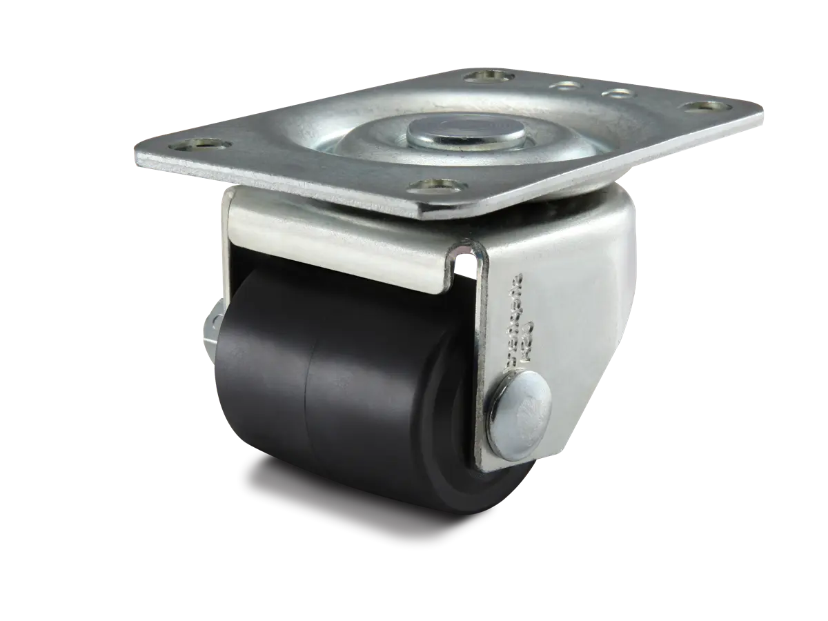 1-7/16" Low Profile Plate Caster - Polyolefin Log Wheel - 150 lbs Capacity -  | CasterHQ