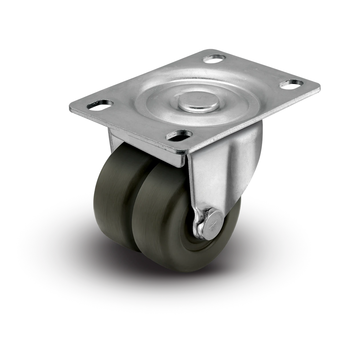 2" Low Profile Swivel Plate Caster - Hard Rubber Dual Wheel - 225 lbs Capacity Shepherd