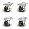 Premium 2" Low Profile Swivel Plate Casters -2 Plain Swivel & 2 With Brakes | Hard Rubber Dual Wheels | 225 lbs Capacity Each / 900 lbs Per Set of 4 | Smooth & Quiet Rolling | Heavy Duty Industrial Casters | Ideal for Furniture, Equipment, and More! Shepherd