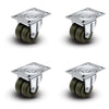 Premium 2" Low Profile Swivel Plate Casters - Set of 4 | Hard Rubber Dual Wheels | 225 lbs Capacity Each / 900 lbs Per Set of 4 | Smooth & Quiet Rolling | Heavy Duty Industrial Casters | Ideal for Furniture, Equipment, and More! Shepherd