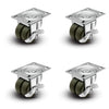 Premium 2" Low Profile Swivel Plate Casters | All with Brakes | Hard Rubber Dual Wheels | 225 lbs Capacity Each / 900 lbs Per Set of 4 | Smooth & Quiet Rolling | Heavy Duty Industrial Casters | Ideal for Furniture, Equipment, and More! Shepherd