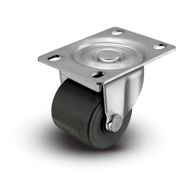 2" Low Profile Swivel Plate Caster - Polyolefin Log Wheel - 300 lbs Capacity Shepherd